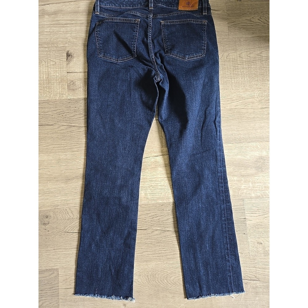 Lauren Ralph Lauren Women's Black Label Fray Hem Denim Jeans Sz 10 Straight Leg - Picture 6 of 8